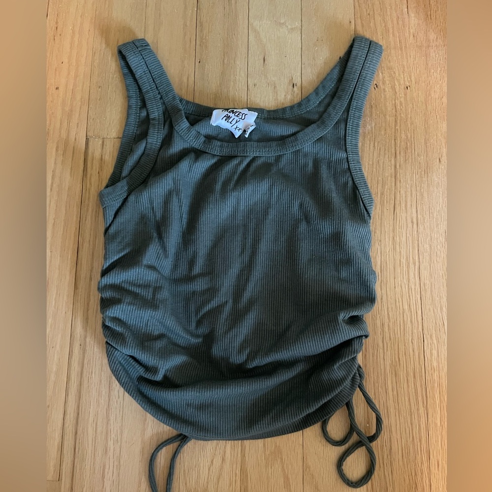 Princess Polly Camo Green Tank Top with Cinch
